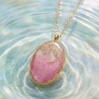 Pink and Gold Oval Pendant