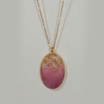 Pink and Gold Oval Pendant