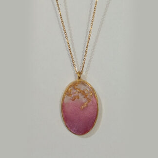Pink and Gold Oval Pendant
