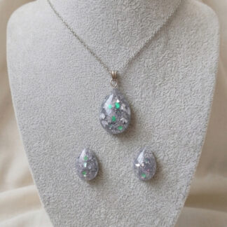 Silver Glitter Drop Pendant